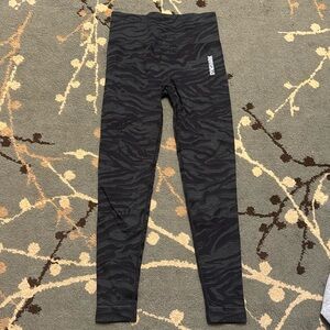 black zebra print gym shark leggings